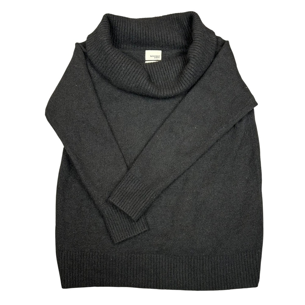 Wilfred Free Aritzia Black Alpaca Wool Cowl Neck Sweater Chic Quiet Luxury M